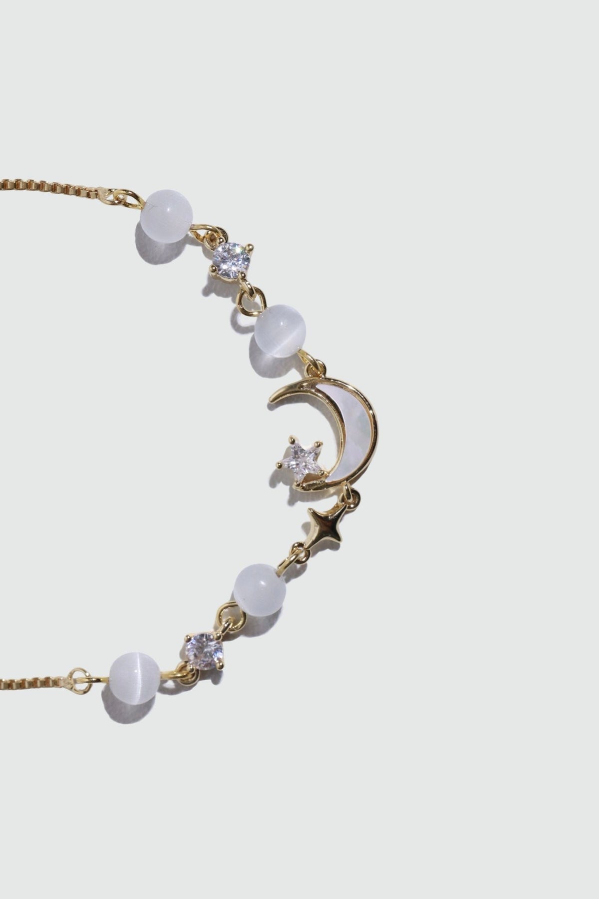 14K Real Gold Plated Moonlight Moon Star Bracelet