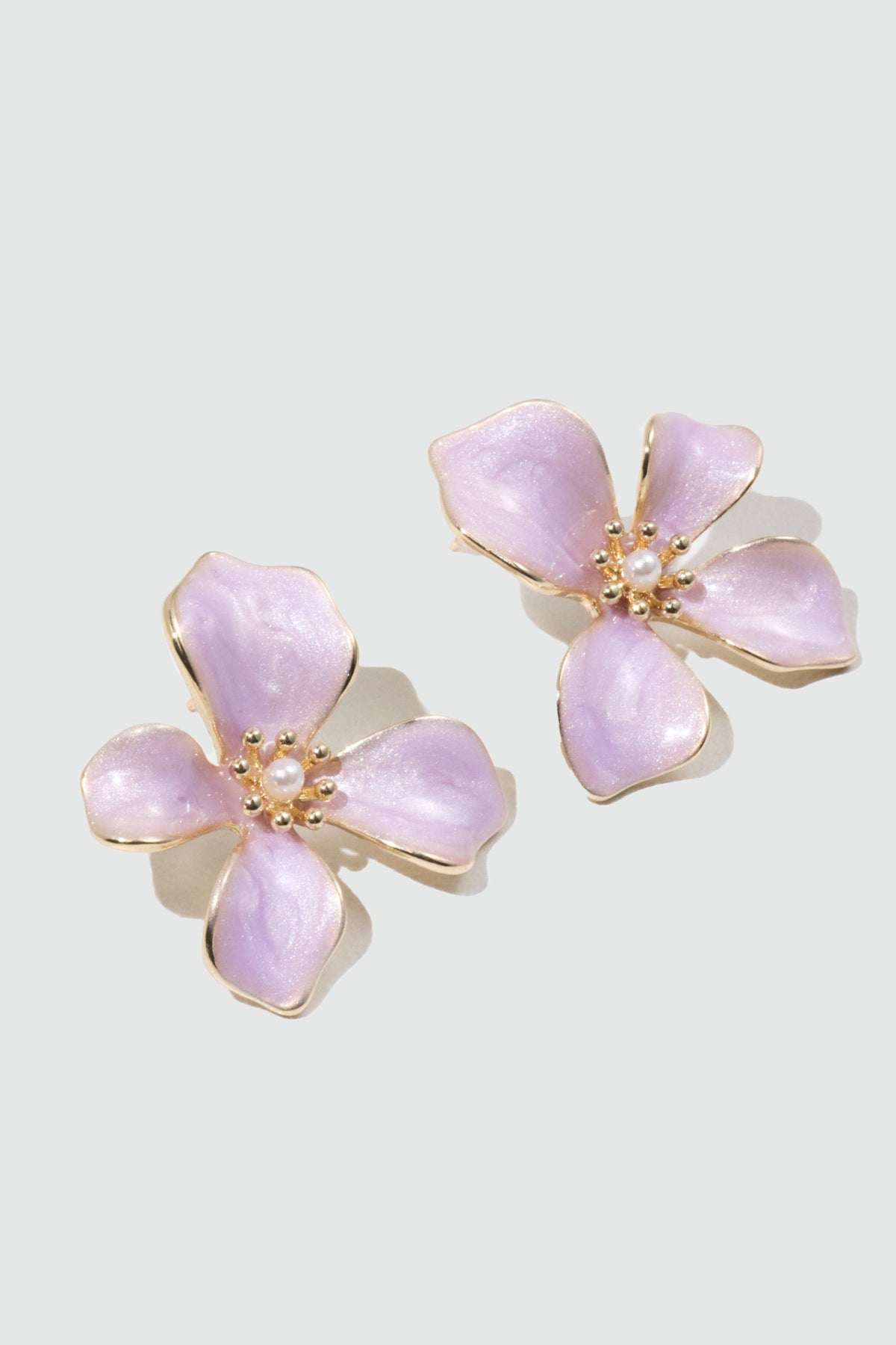 14K Real Gold Plated Enamel Flower Earrings