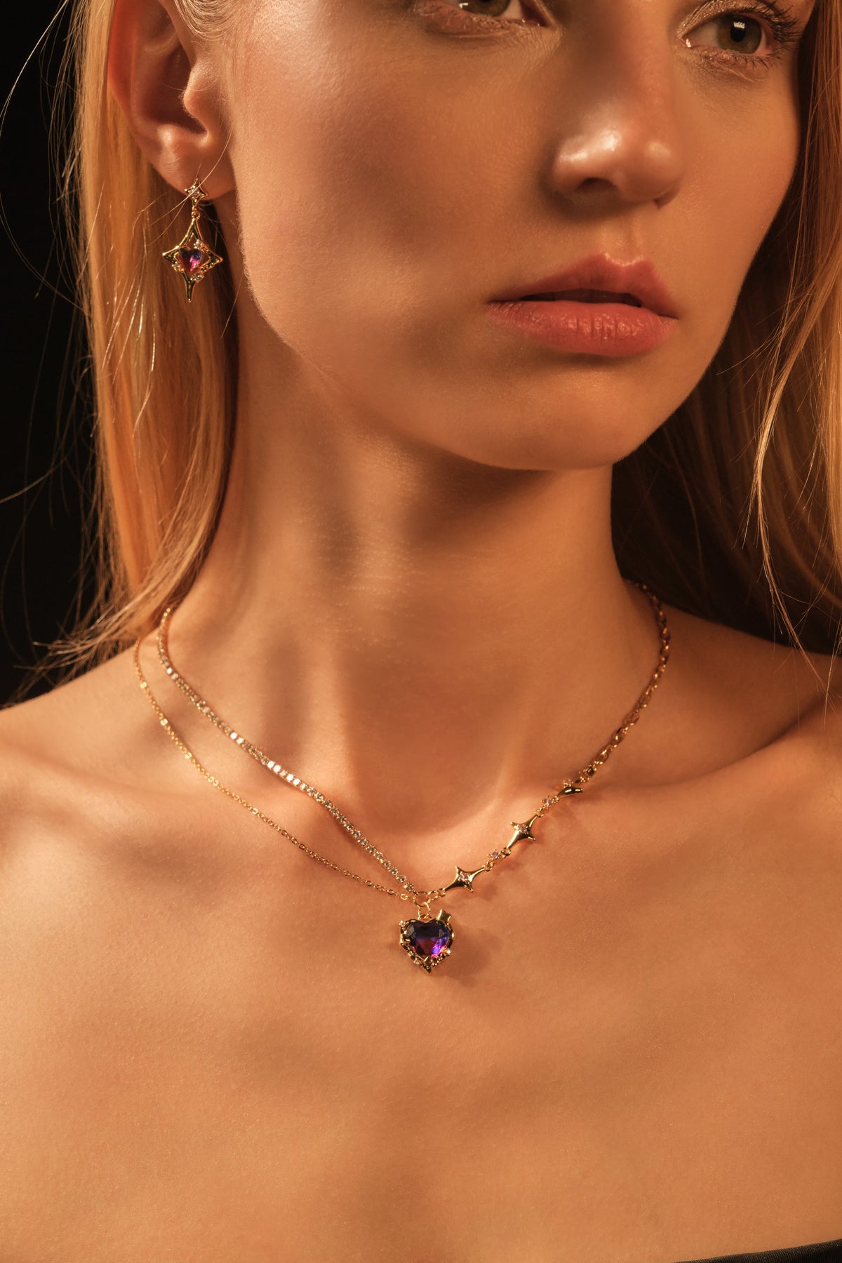 18K Real Gold Plated Gradient Heart Necklace
