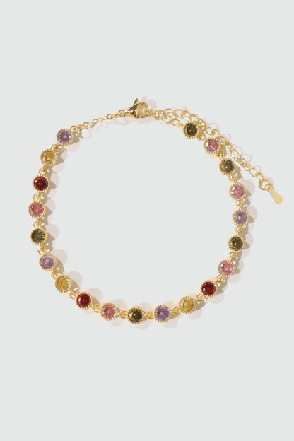 18K Real Gold Plated Multi Color Gemstones Bracelet