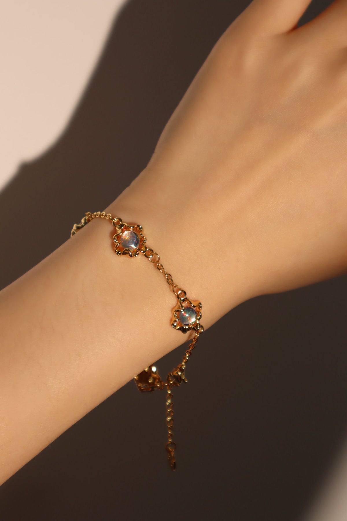 18K Real Gold Plated Multi Opal Bracelet