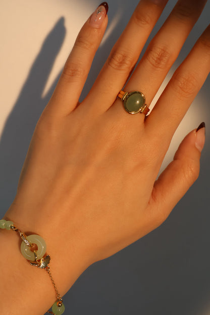 18K Real Gold Plated Jade Ginkgo Bracelet