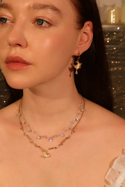 18K Real Gold Plated Diamonds Natural Shell Moon Necklace