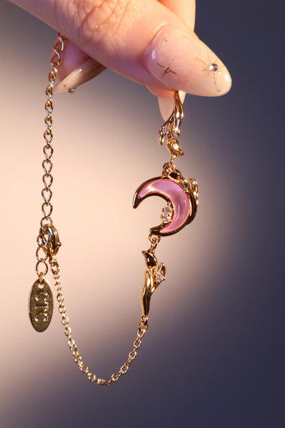 18K Real Gold Plated Sparkle Rose Moon Bracelet