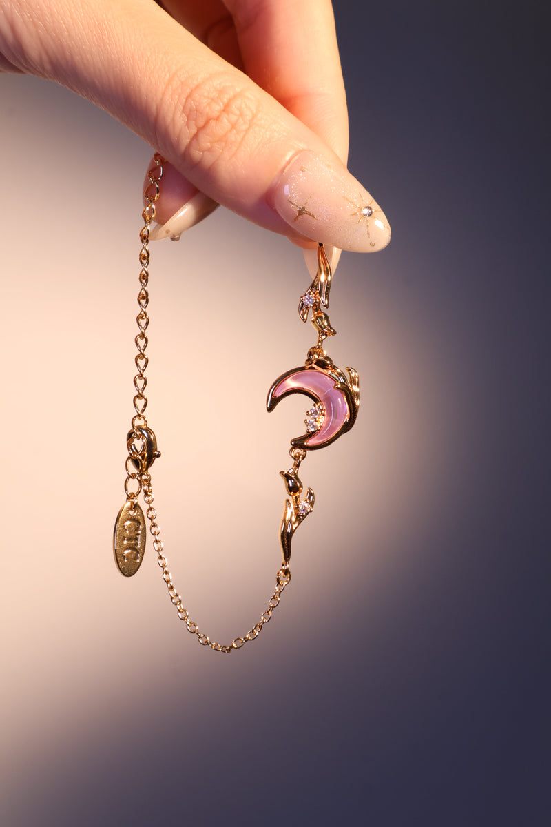 18K Real Gold Plated Sparkle Rose Moon Bracelet