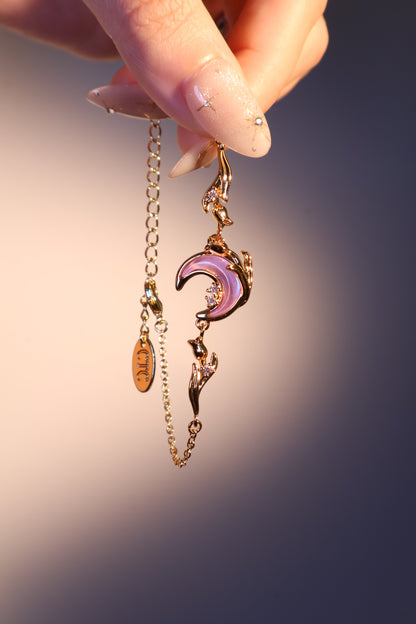 18K Real Gold Plated Sparkle Rose Moon Bracelet