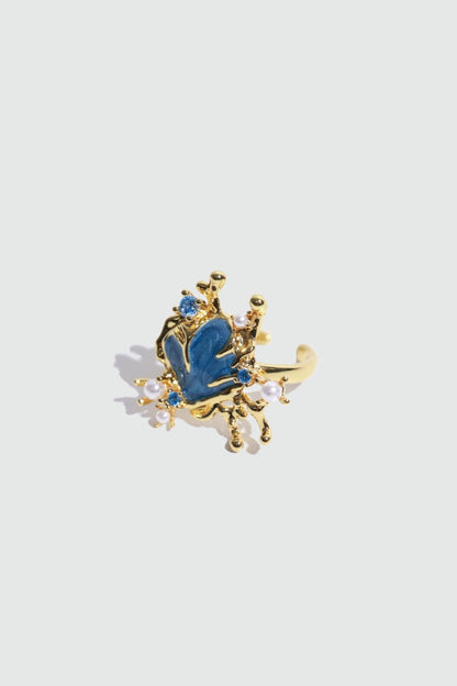 18K Real Gold Plated Blue Shell Ring