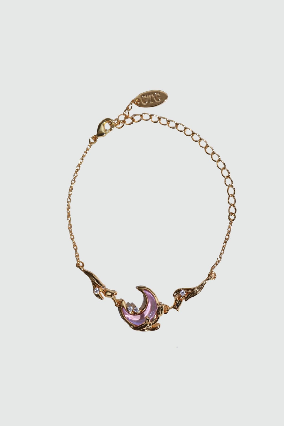 18K Real Gold Plated Sparkle Rose Moon Bracelet