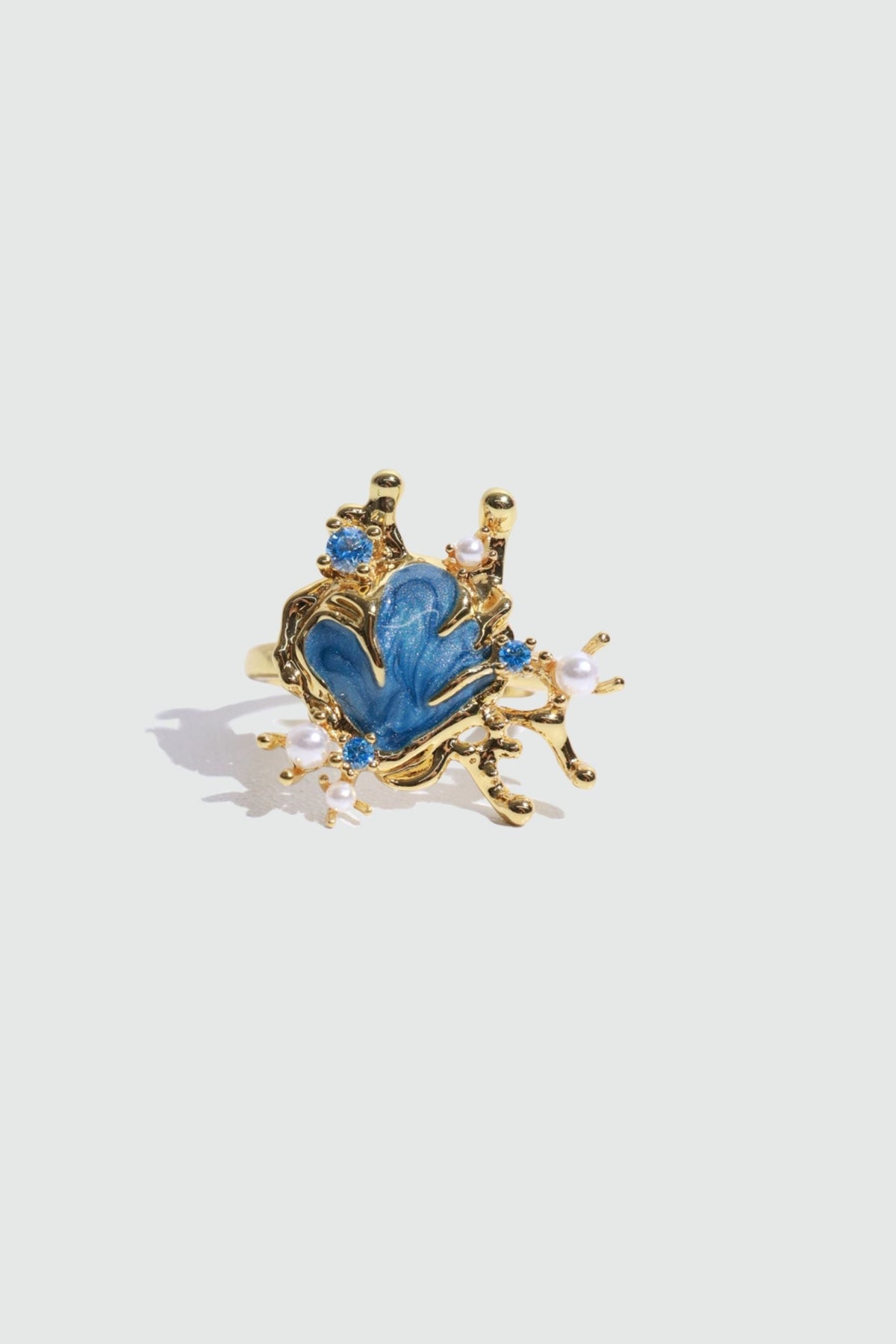 18K Real Gold Plated Blue Shell Ring