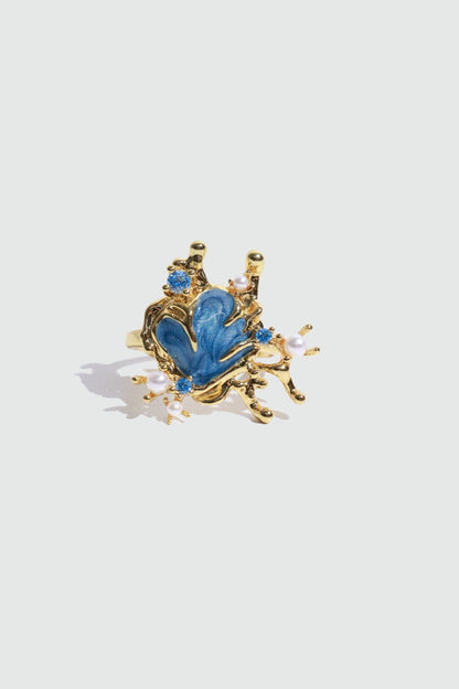 18K Real Gold Plated Blue Shell Ring