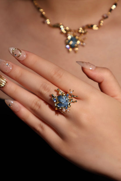 18K Real Gold Plated Blue Shell Ring