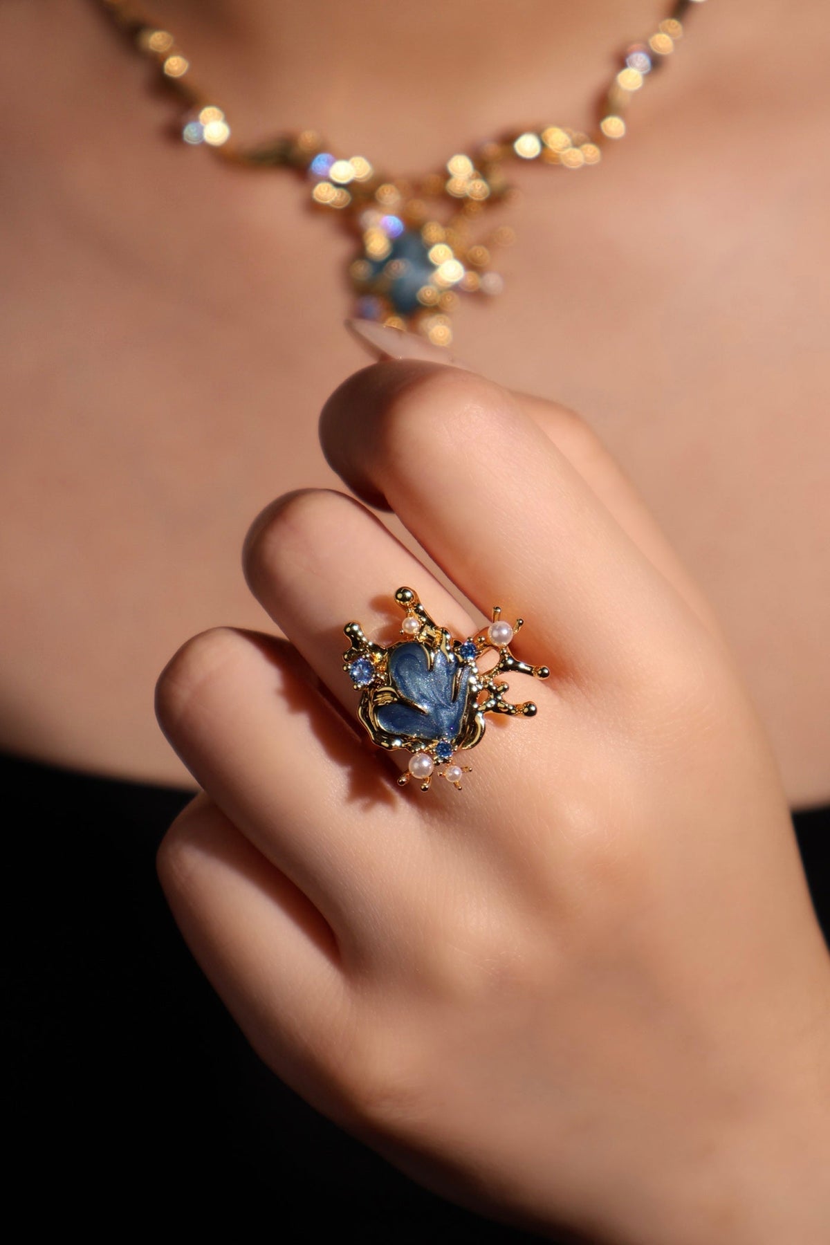 18K Real Gold Plated Blue Shell Ring