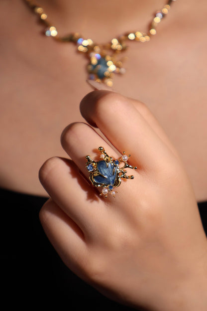18K Real Gold Plated Blue Shell Ring