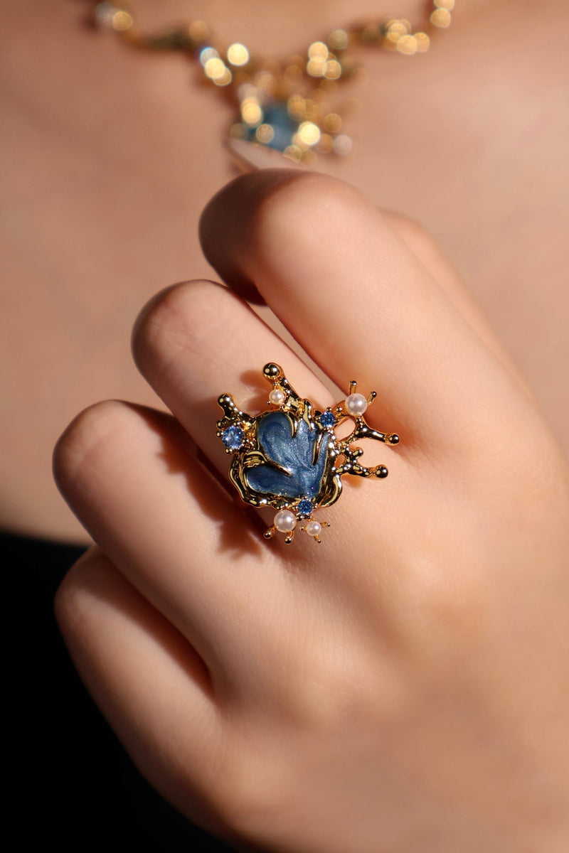 18K Real Gold Plated Blue Shell Ring
