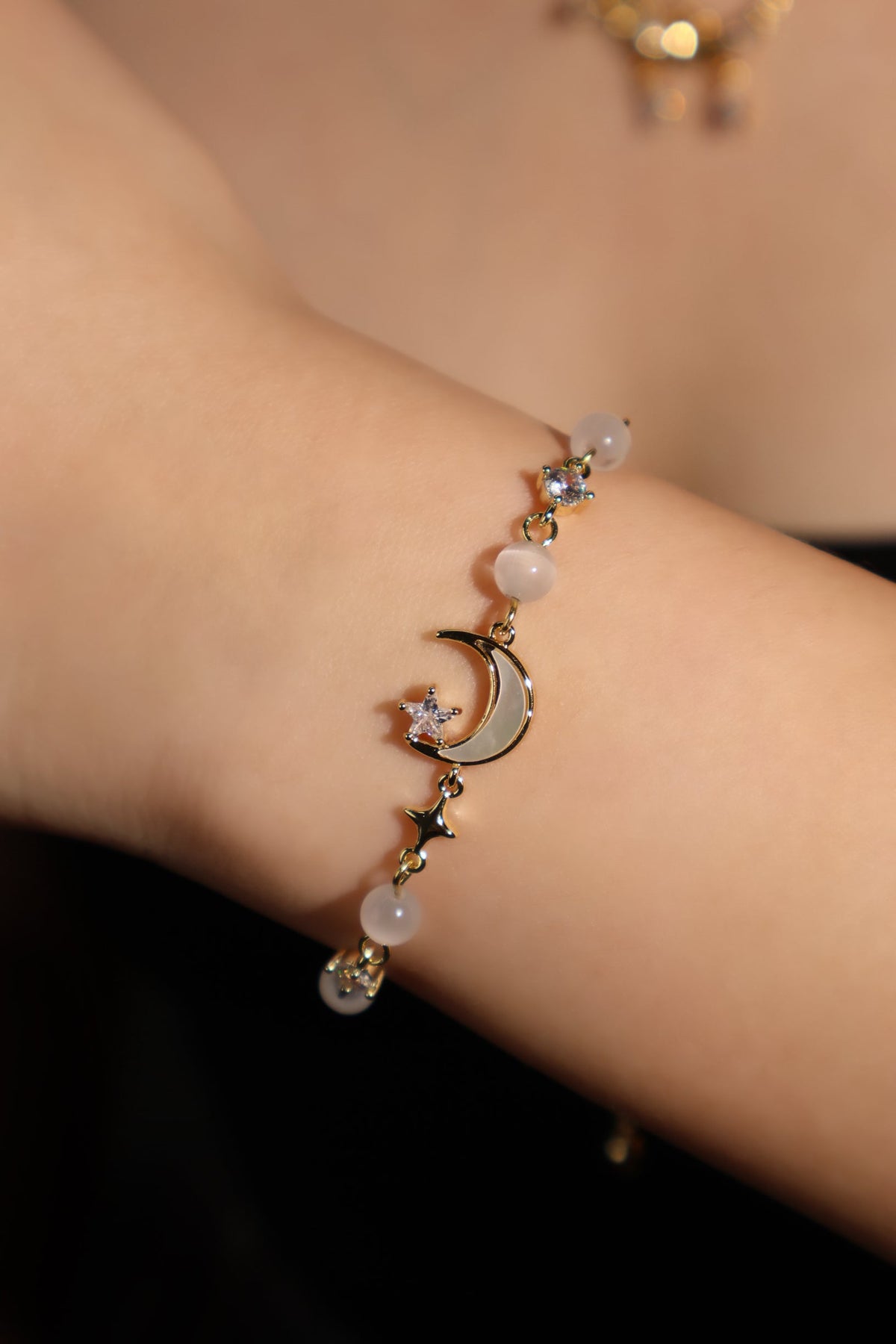 14K Real Gold Plated Moonlight Moon Star Bracelet