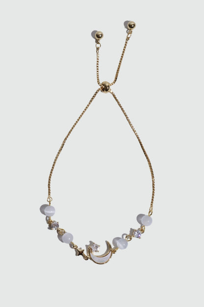 14K Real Gold Plated Moonlight Moon Star Bracelet