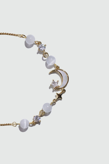 14K Real Gold Plated Moonlight Moon Star Bracelet