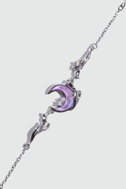 Palladium White Gold Plated Sparkle Rose Moon Bracelet