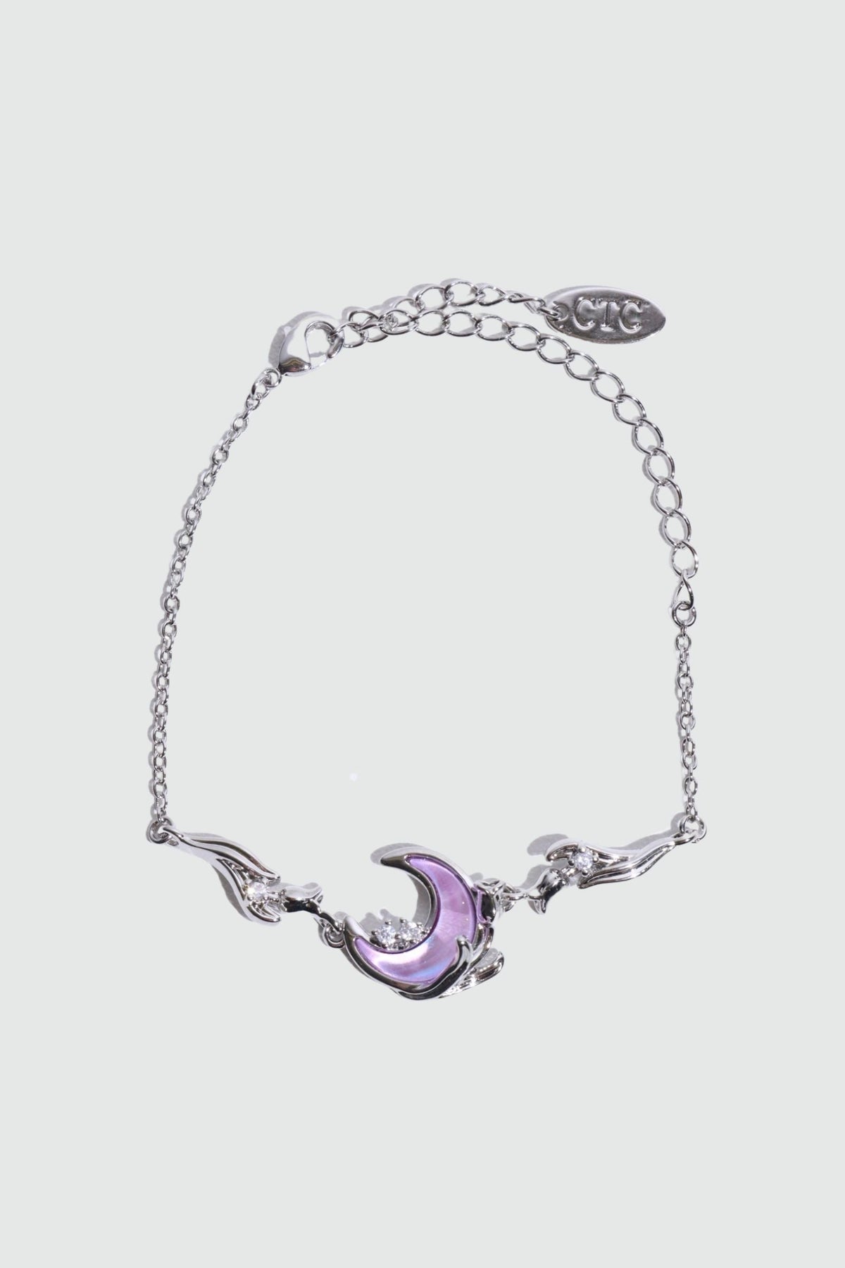 Palladium White Gold Plated Sparkle Rose Moon Bracelet