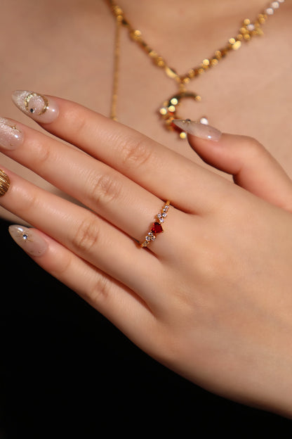 18K Real Gold Plated Crimson Heart Ring