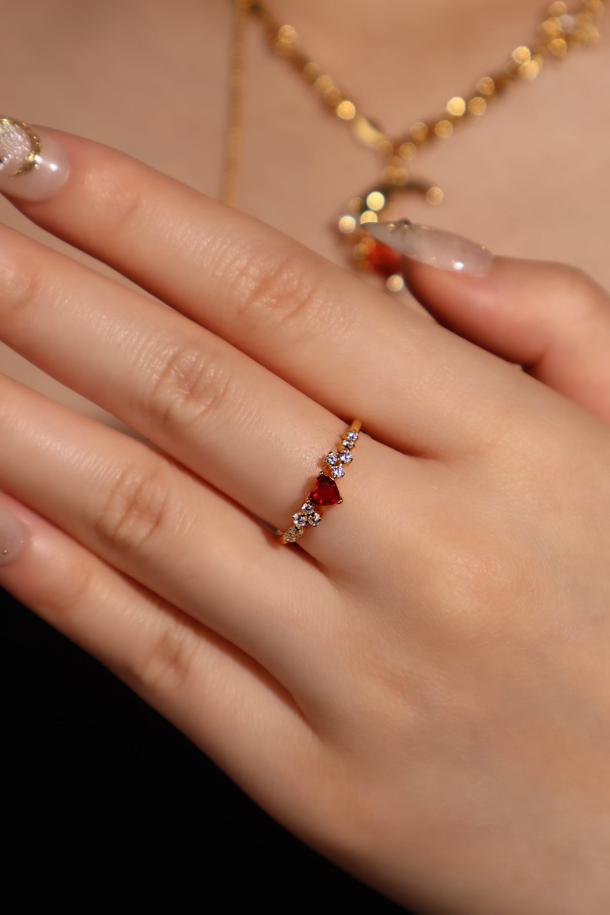 18K Real Gold Plated Crimson Heart Ring