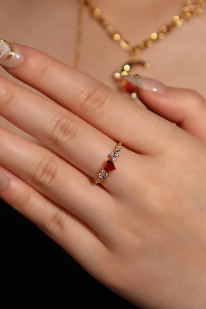18K Real Gold Plated Crimson Heart Ring