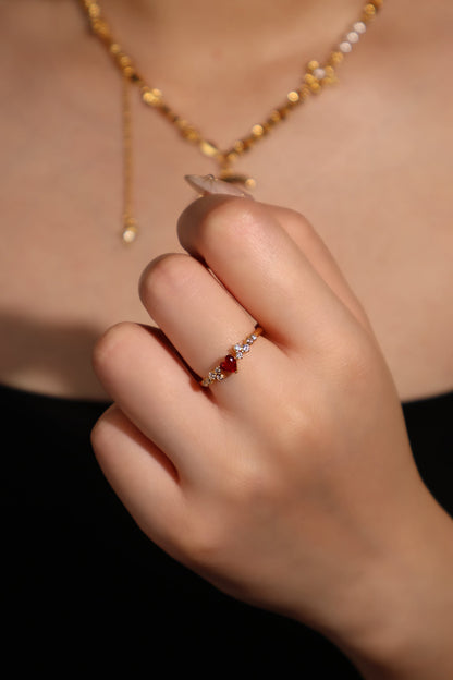 18K Real Gold Plated Crimson Heart Ring