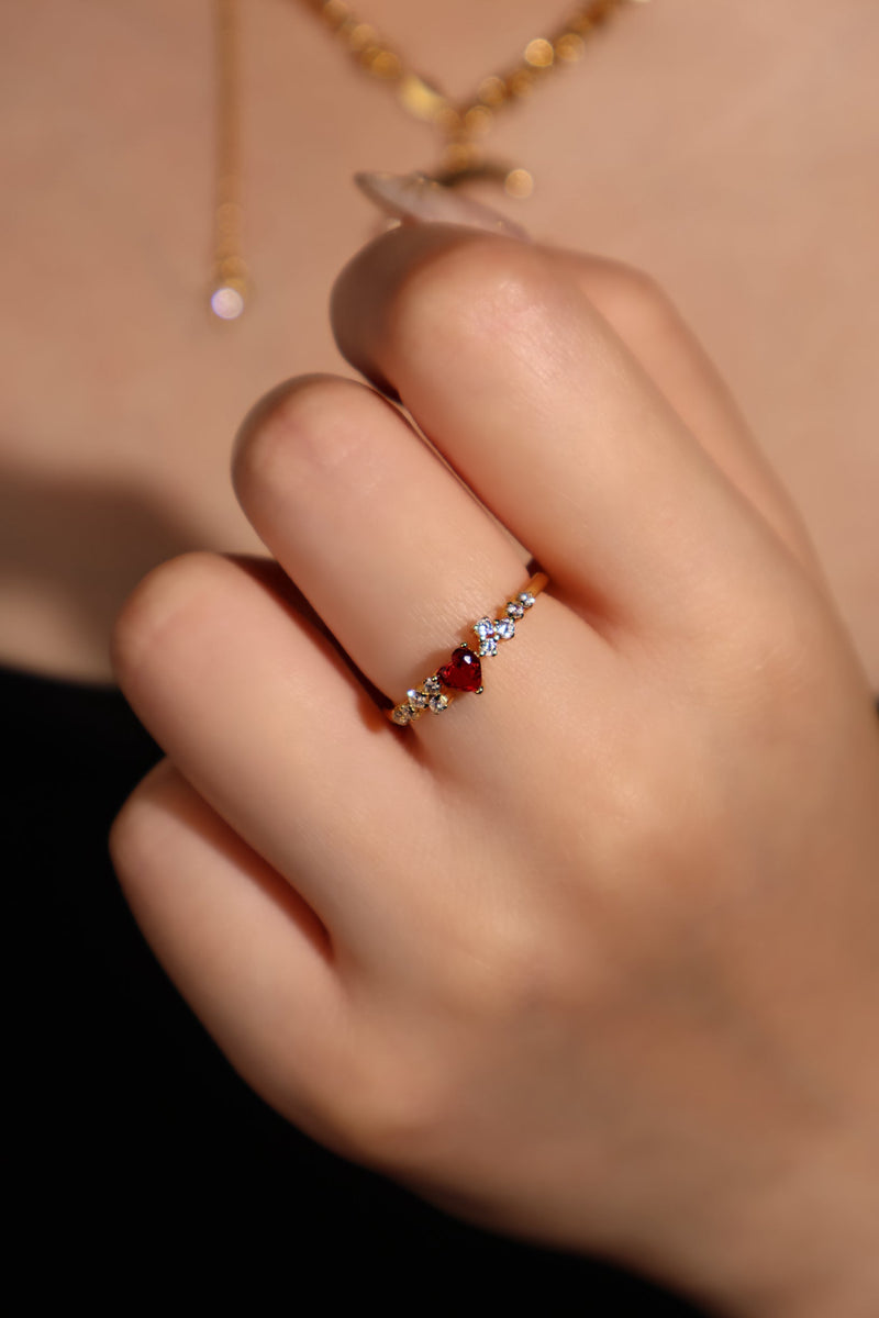 18K Real Gold Plated Crimson Heart Ring