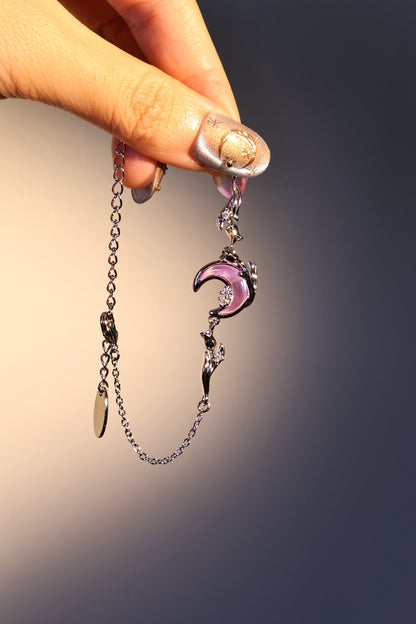 Palladium White Gold Plated Sparkle Rose Moon Bracelet
