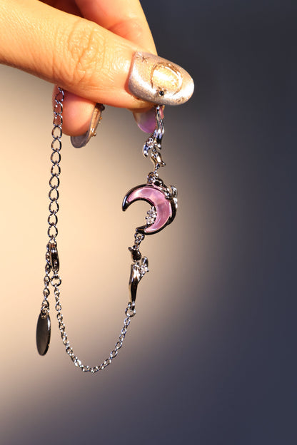 Palladium White Gold Plated Sparkle Rose Moon Bracelet