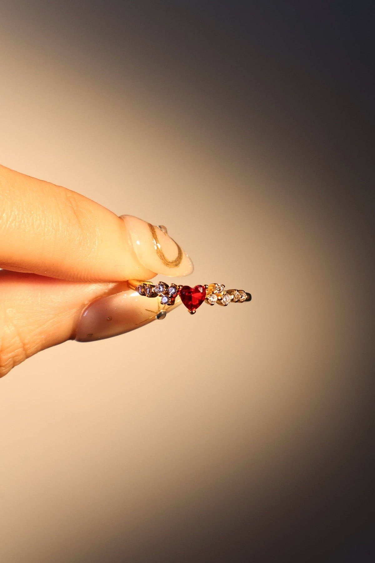 18K Real Gold Plated Crimson Heart Ring