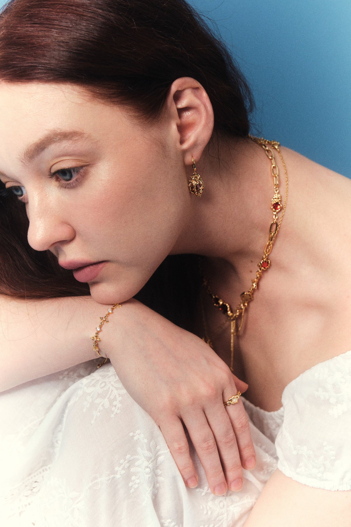 18K Real Gold Plated Multi Diamond Cross Bracelet