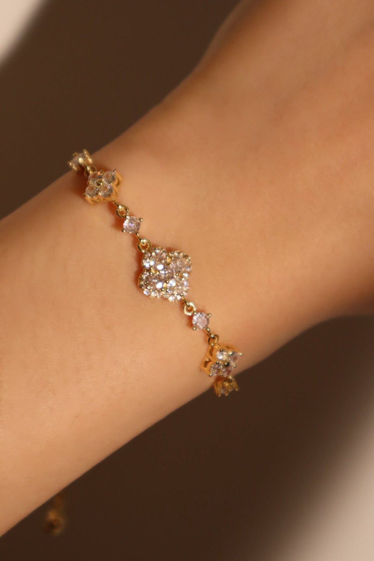 14K Real Gold Plated Diamond Starlight Petal Bracelet