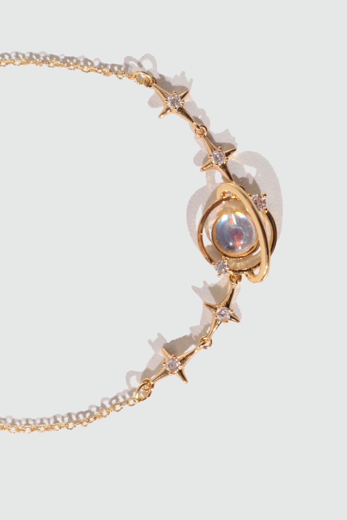 18K Real Gold Plated Moonstone Saturn Star Bracelet