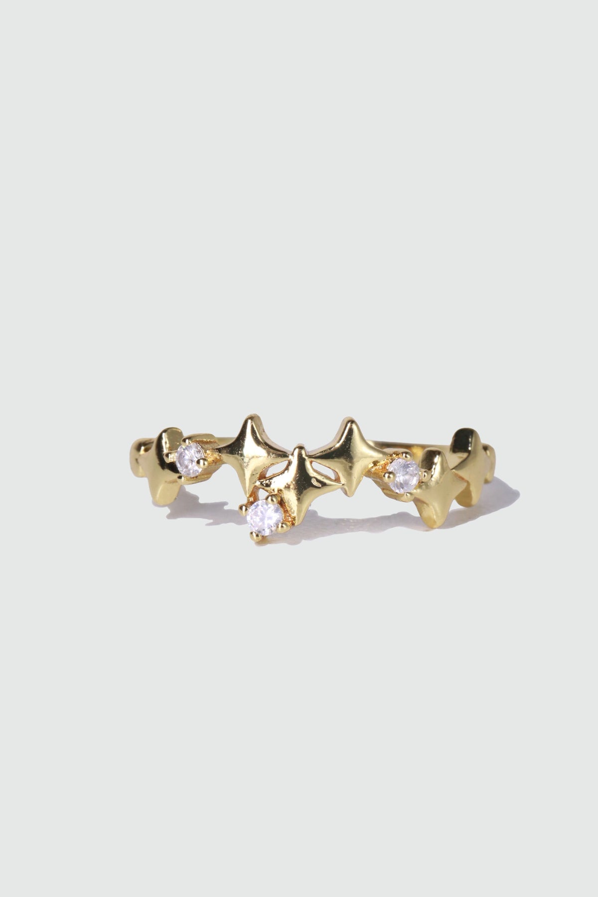 14K Real Gold Plated Multi Diamond Star Ring