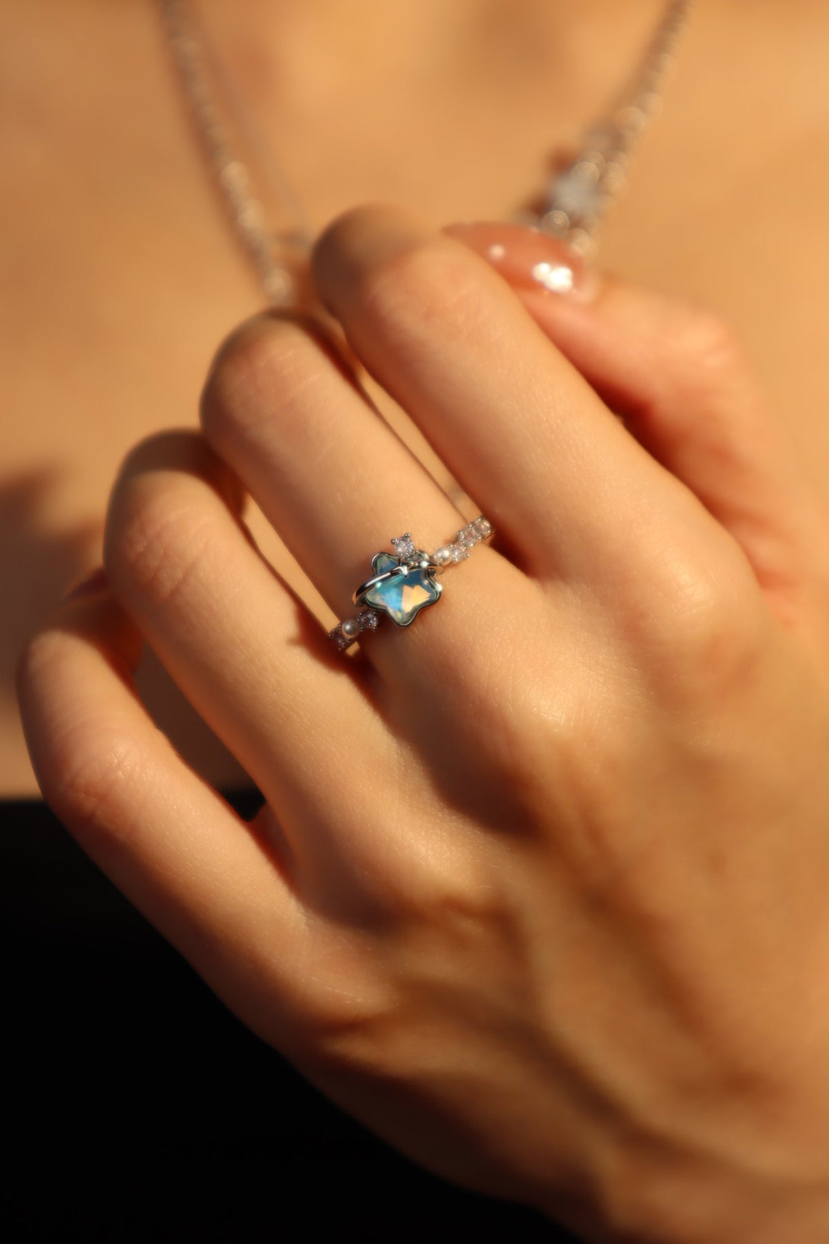 Blue Star Pearl Ring