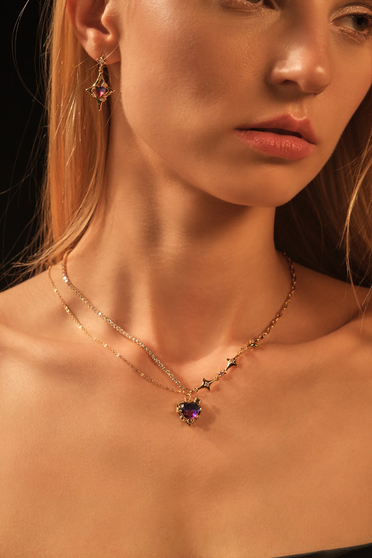 18K Real Gold Plated Gradient Heart Necklace