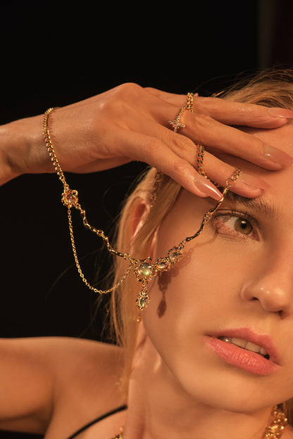 18K Real Gold Plated Opal Dangle Necklace