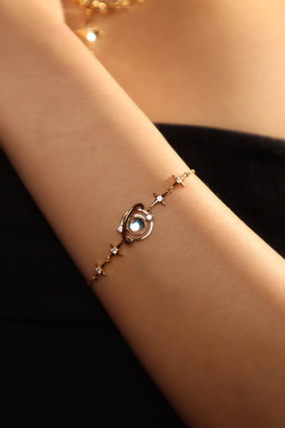 18K Real Gold Plated Moonstone Saturn Star Bracelet