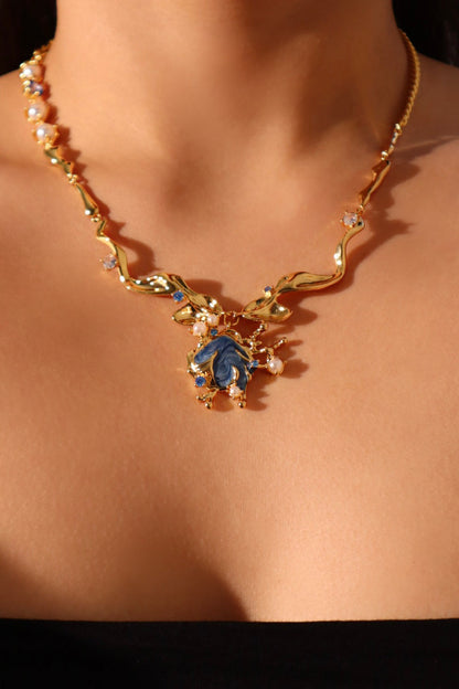 18K Real Gold Plated Blue Shell Necklace