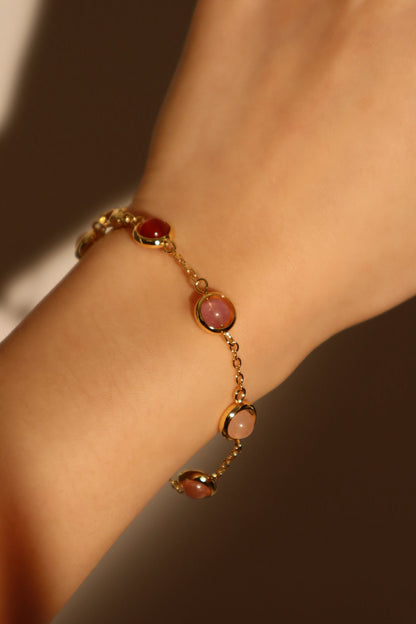 18K Real Gold Plated Multi Color Moonstones Bracelet