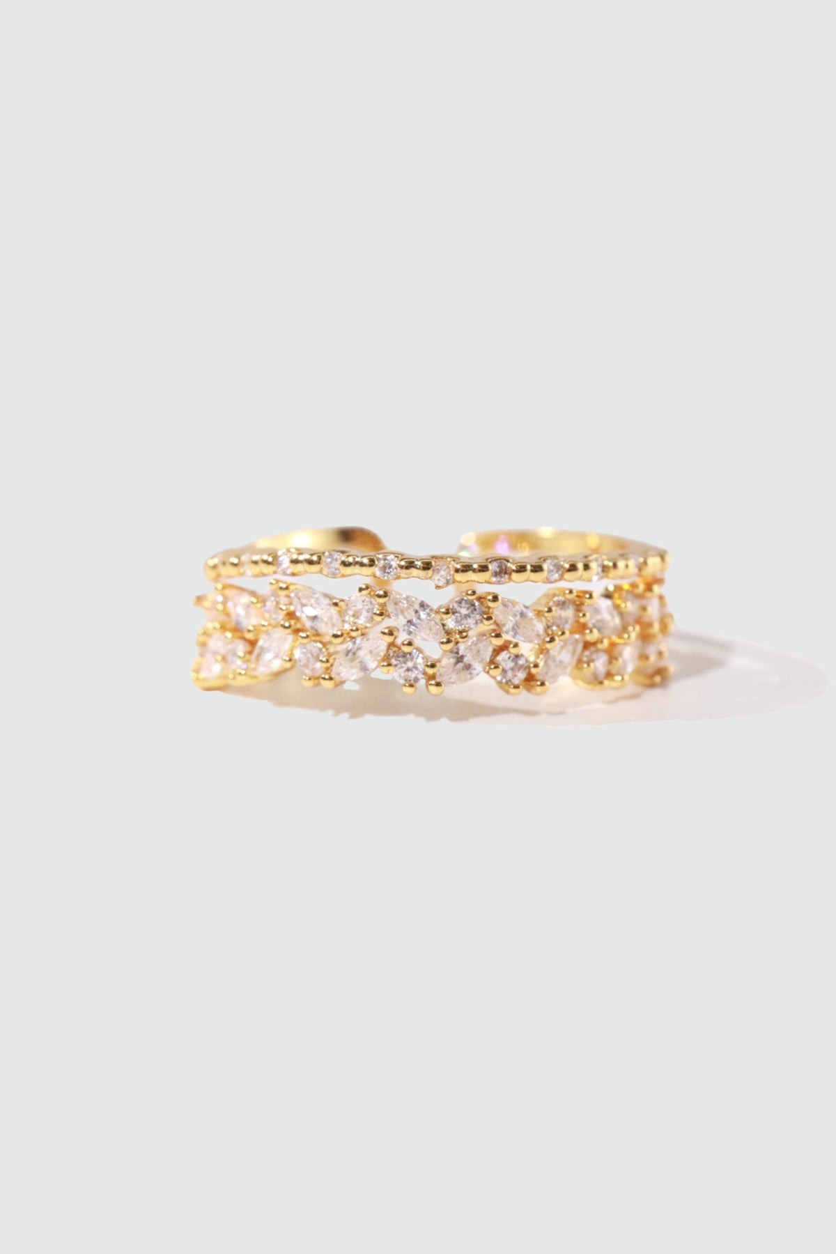 18K Real Gold Plated Thick Layers Diamond Ring