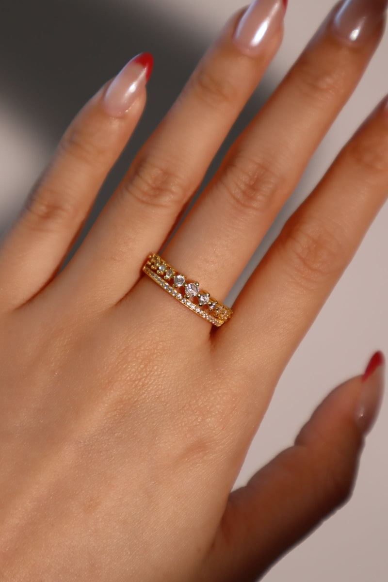 18K Gold Double Layer Diamond Ring