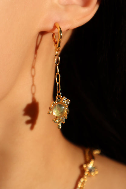 18K Real Gold Plated Opal Dangle Earrings