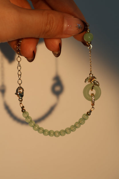 18K Real Gold Plated Jade Ginkgo Bracelet