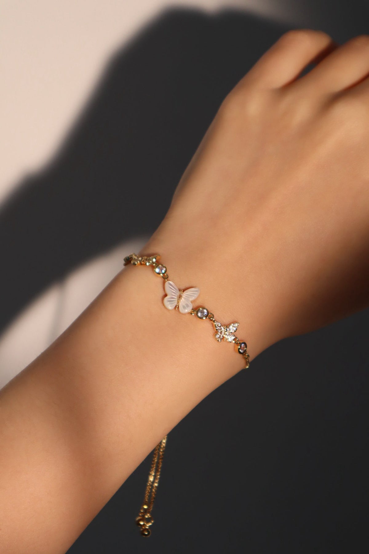 14K Real Gold Plated Natural Shell Butterfly Bracelet
