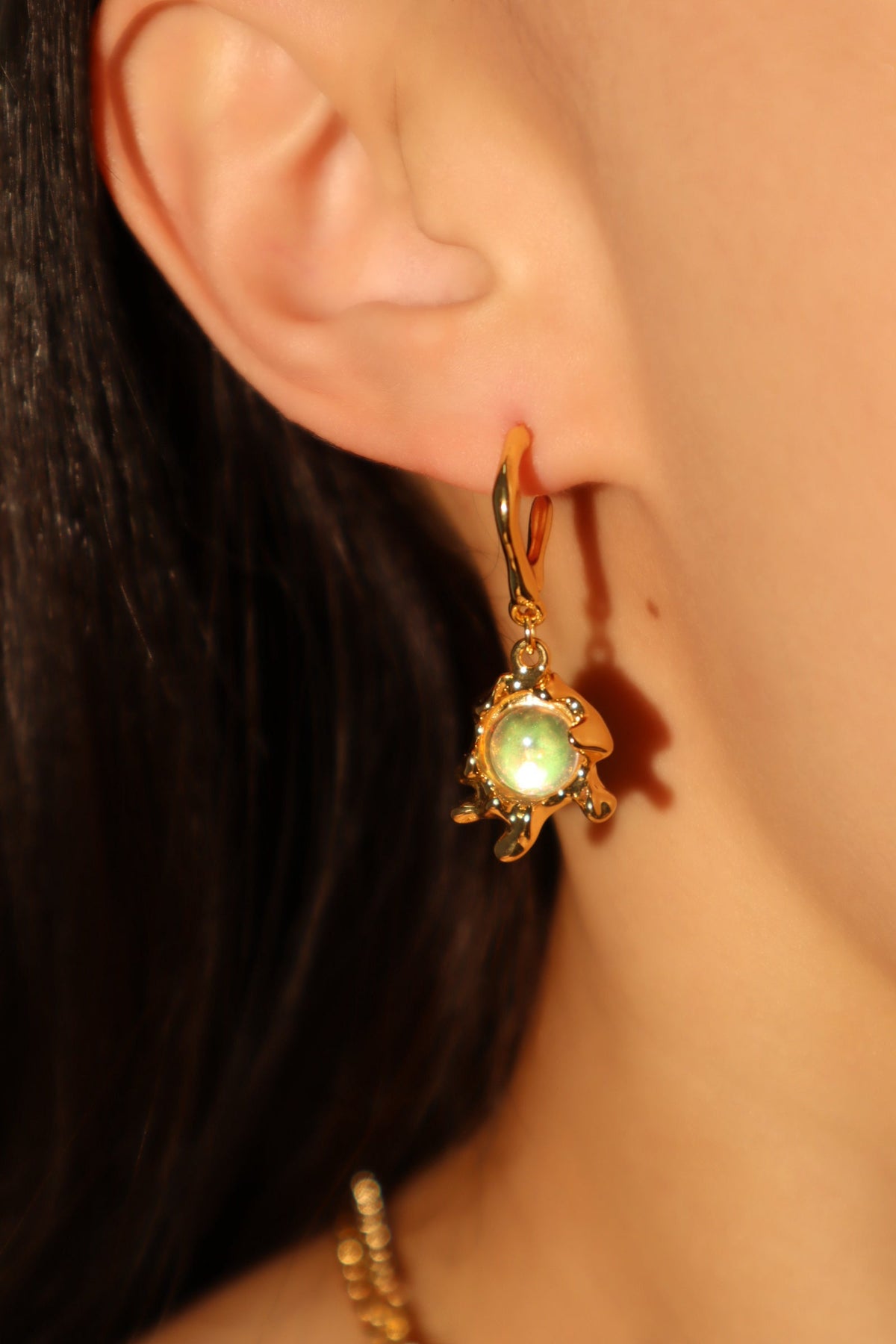18K Real Gold Plated Opal Dangle Earrings