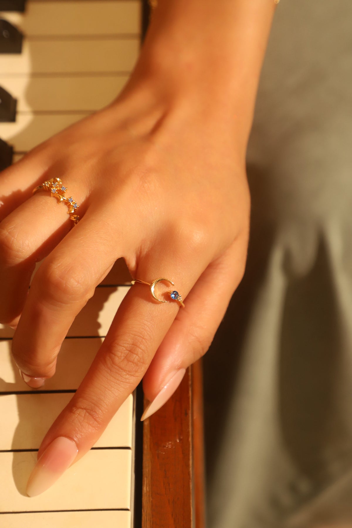 20K Real Gold Plated Blue Gem Meteor Ring