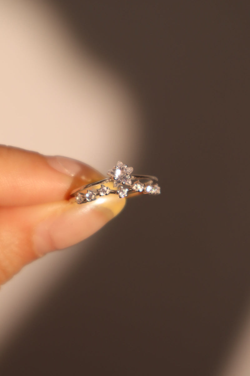 925 Sterling Silver Diamond Star Ring