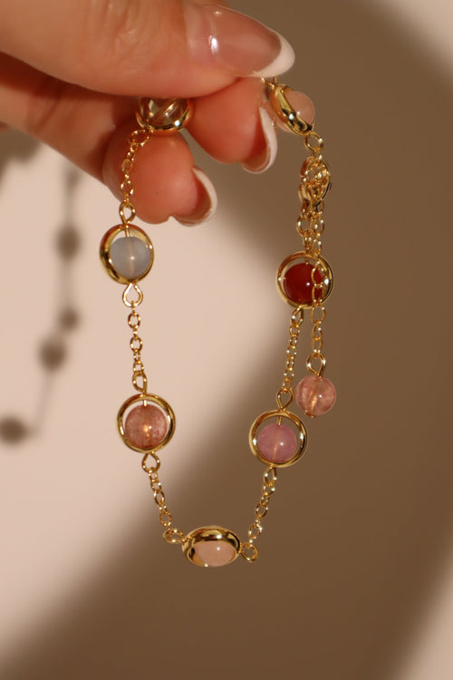 18K Real Gold Plated Multi Color Moonstones Bracelet